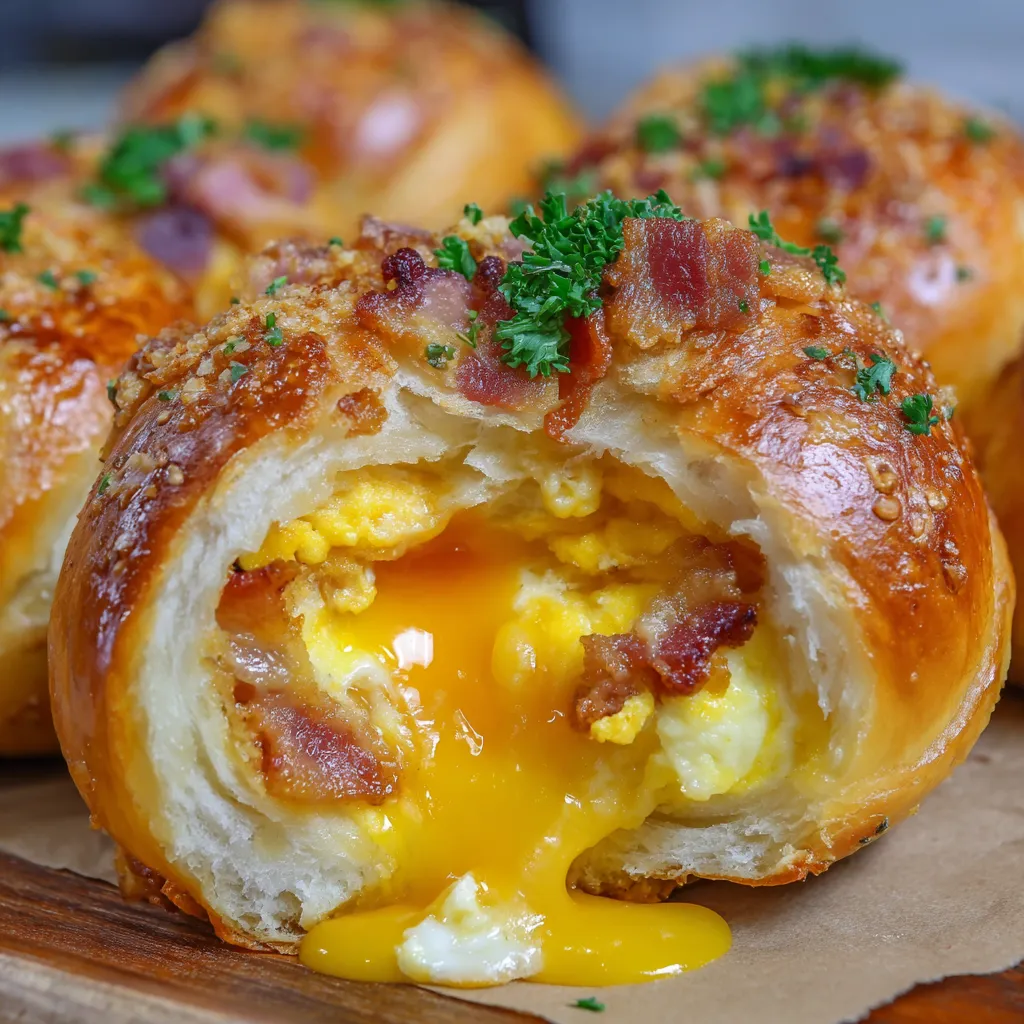 Stuffed Breakfast Pretzel Rolls