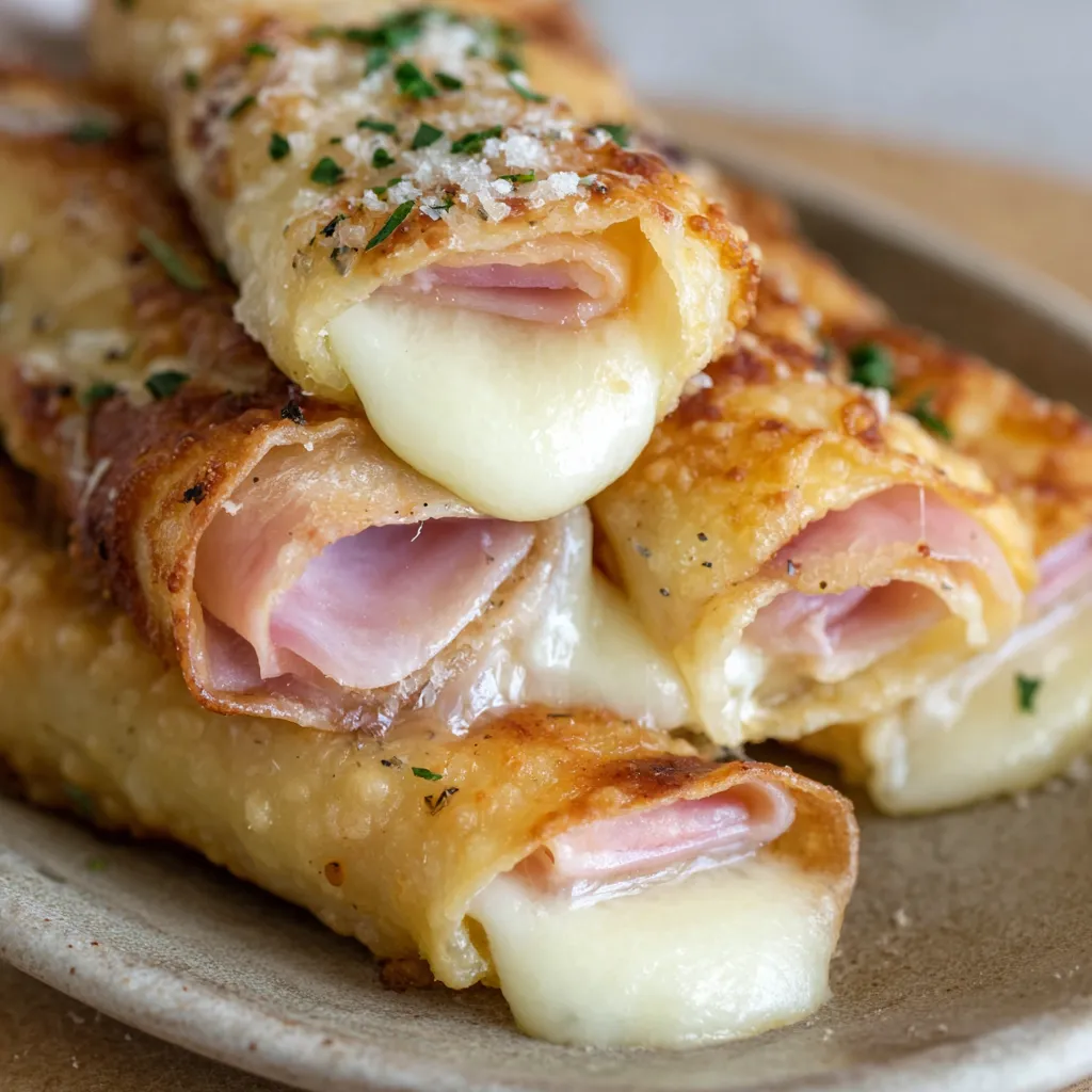 Baked Ham and Cheese Mozzarella Sticks