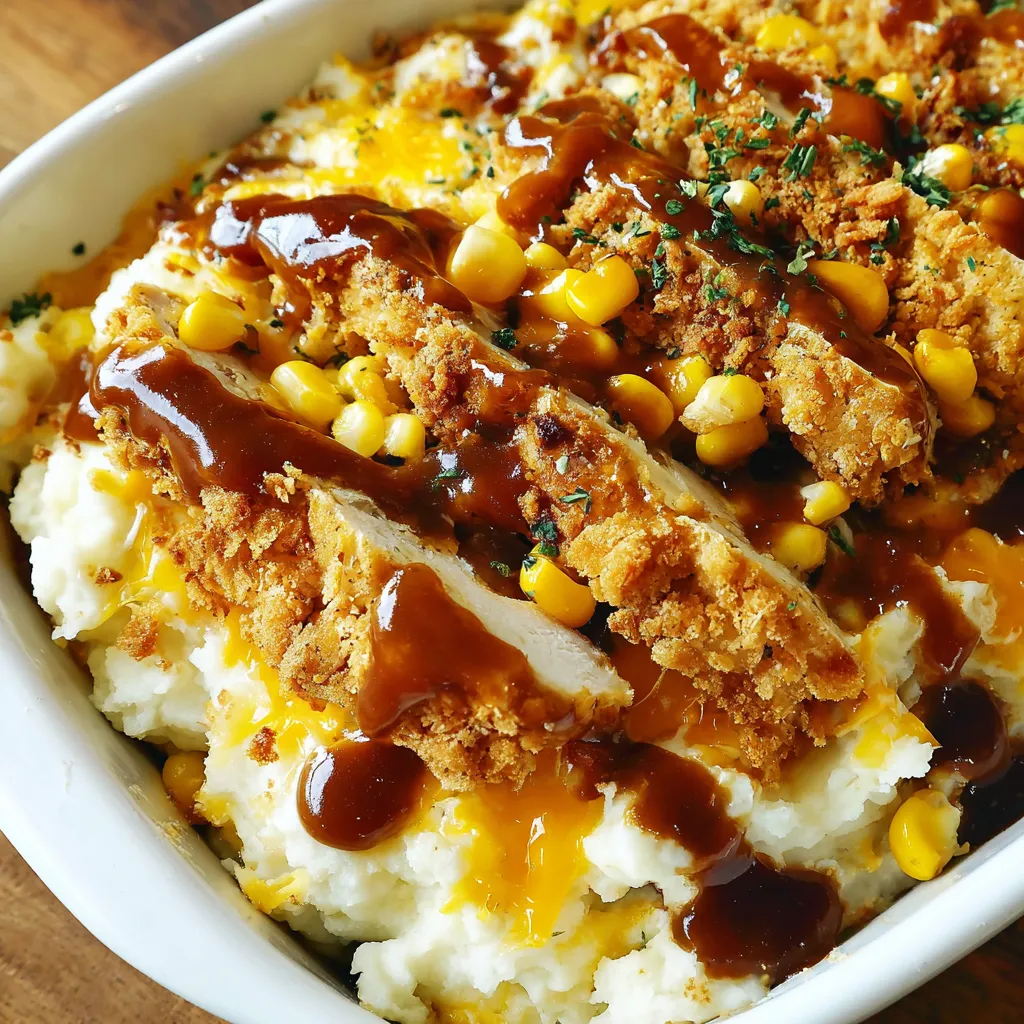 Mashed Potato Casserole with Crispy Chicken