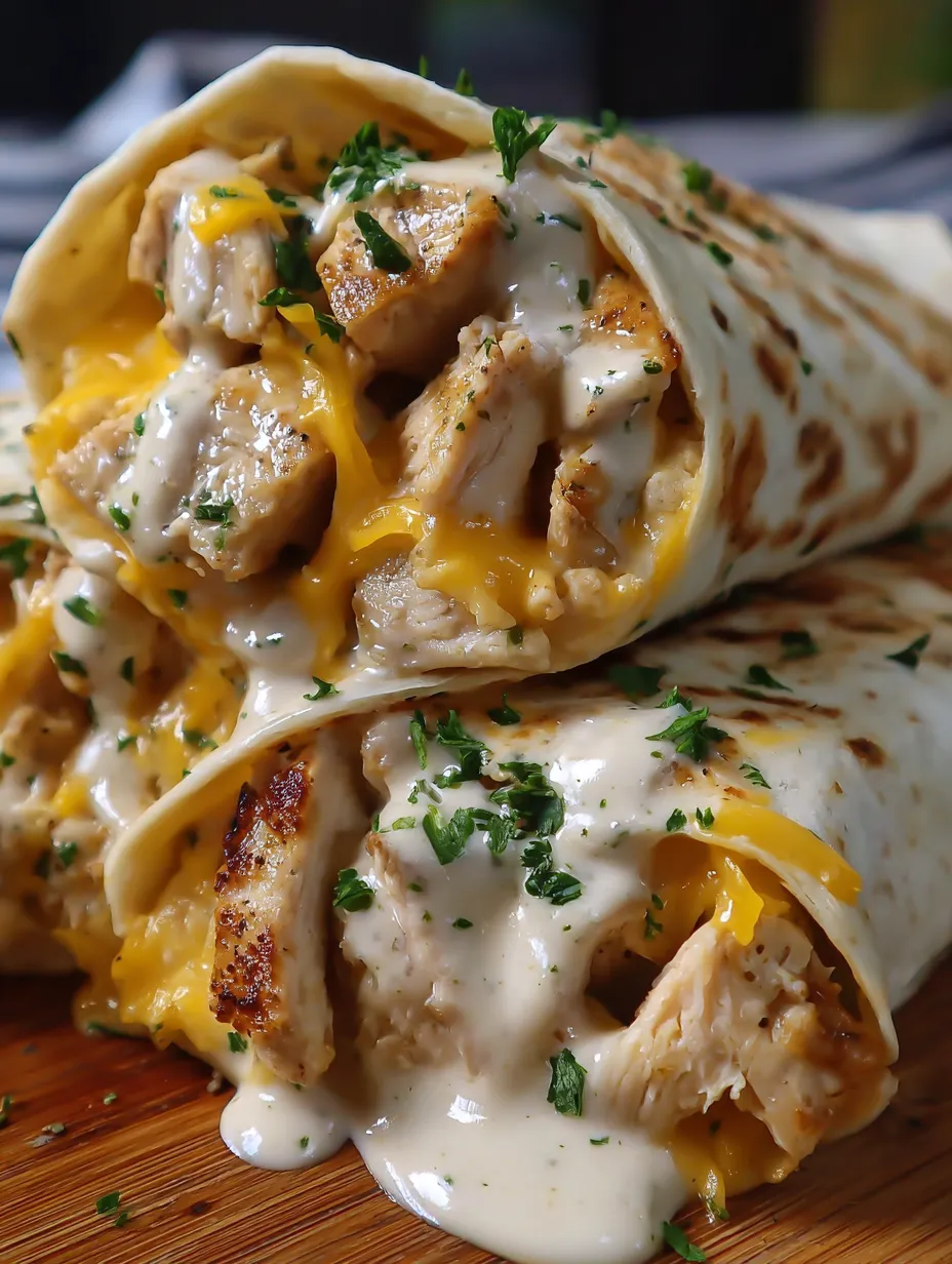 Cheesy Garlic Chicken Wraps