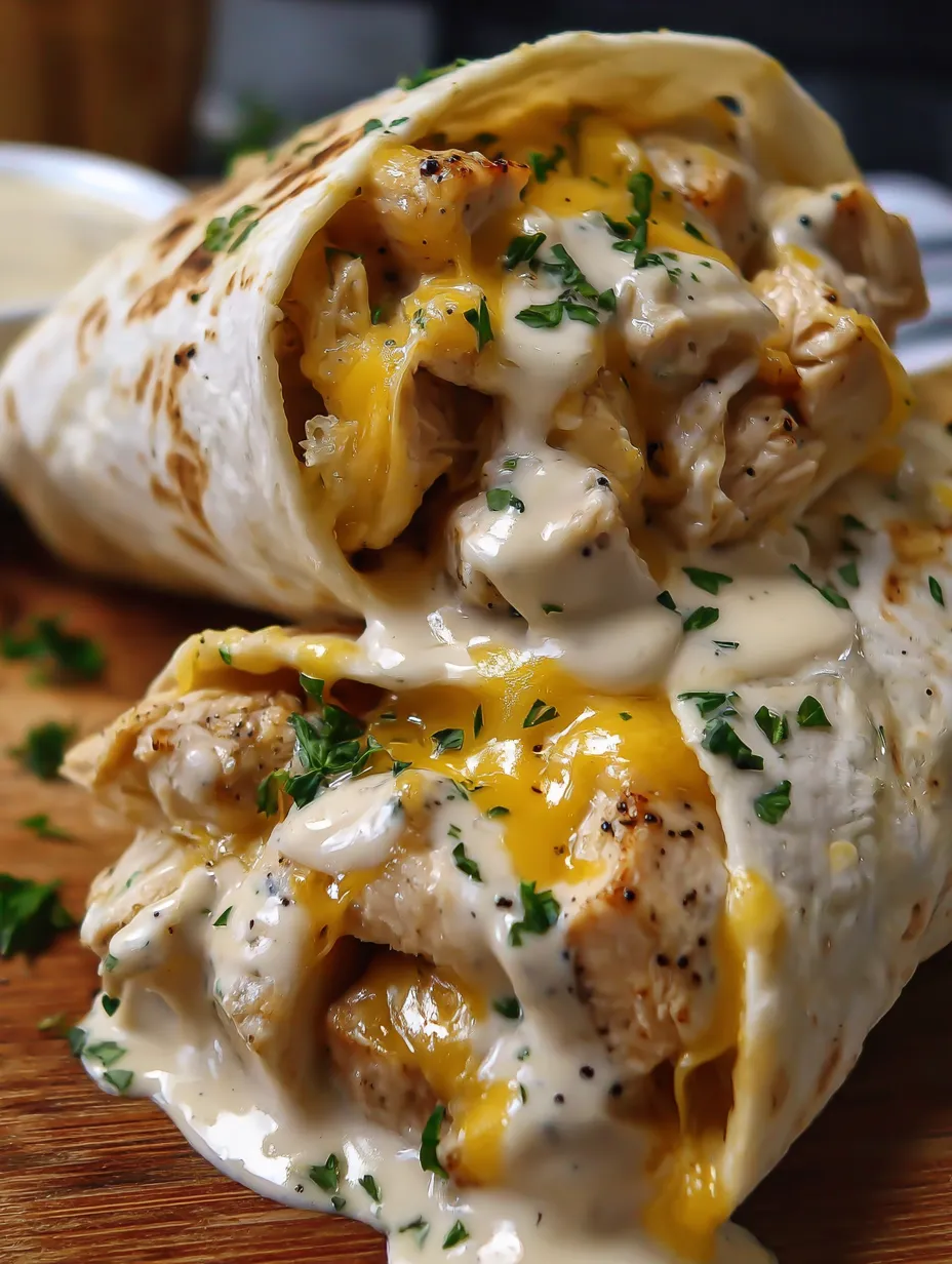 Cheesy Garlic Chicken Wraps
