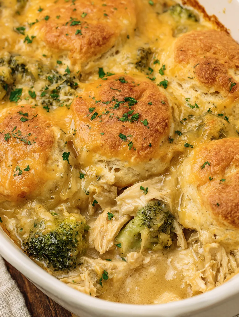 Broccoli Cheddar Biscuit Casserole