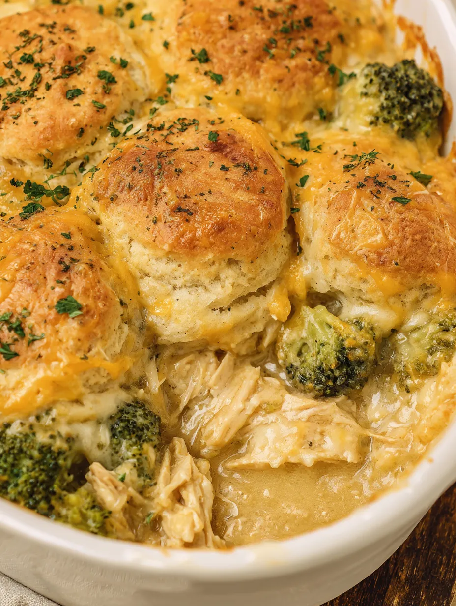 Broccoli Cheddar Biscuit Casserole