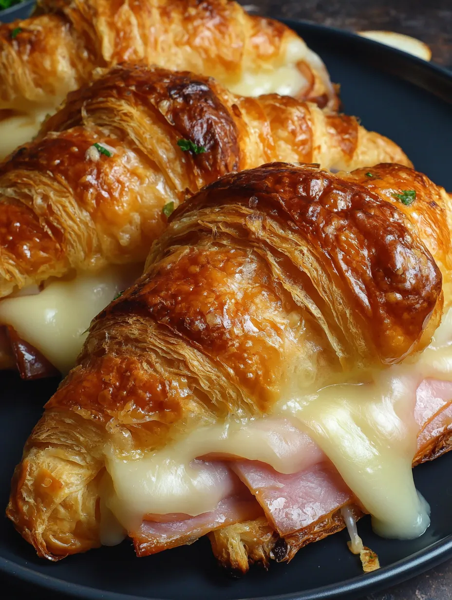 Air Fryer Croissants with Ham and Cheese