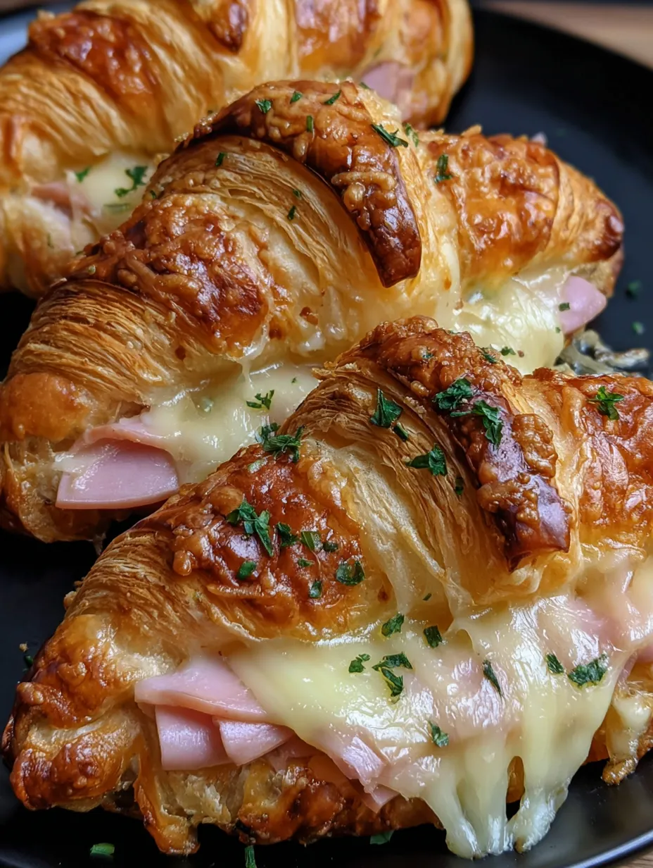 Air Fryer Croissants with Ham and Cheese