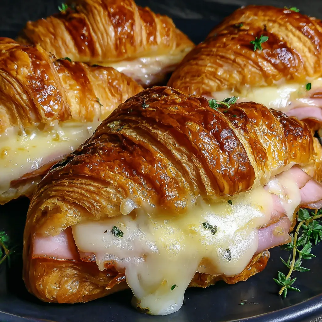 Air Fryer Croissants with Ham and Cheese