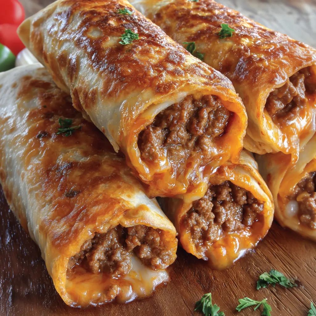 Crispy Beef and Cheese Chimichangas