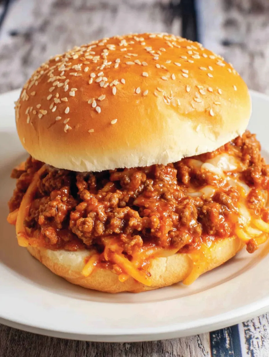 Cheesy Spaghetti Sloppy Joes