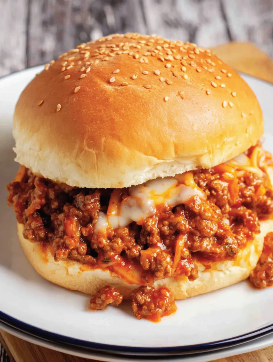 Cheesy Spaghetti Sloppy Joes