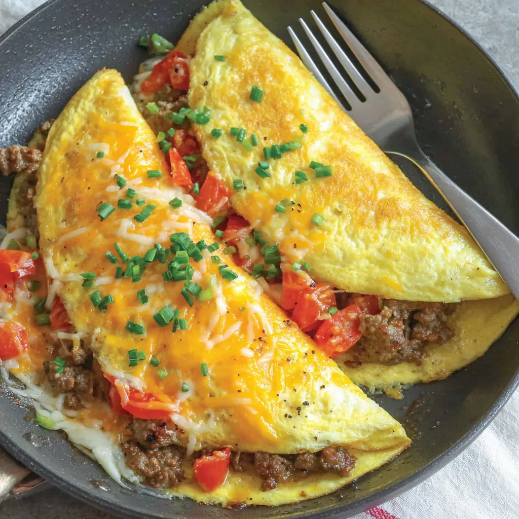 Sausage Tomato Cheese Omelet