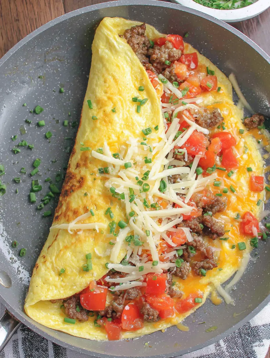 Sausage Tomato Cheese Omelet