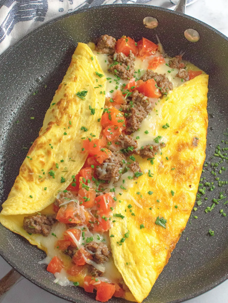 Sausage Tomato Cheese Omelet