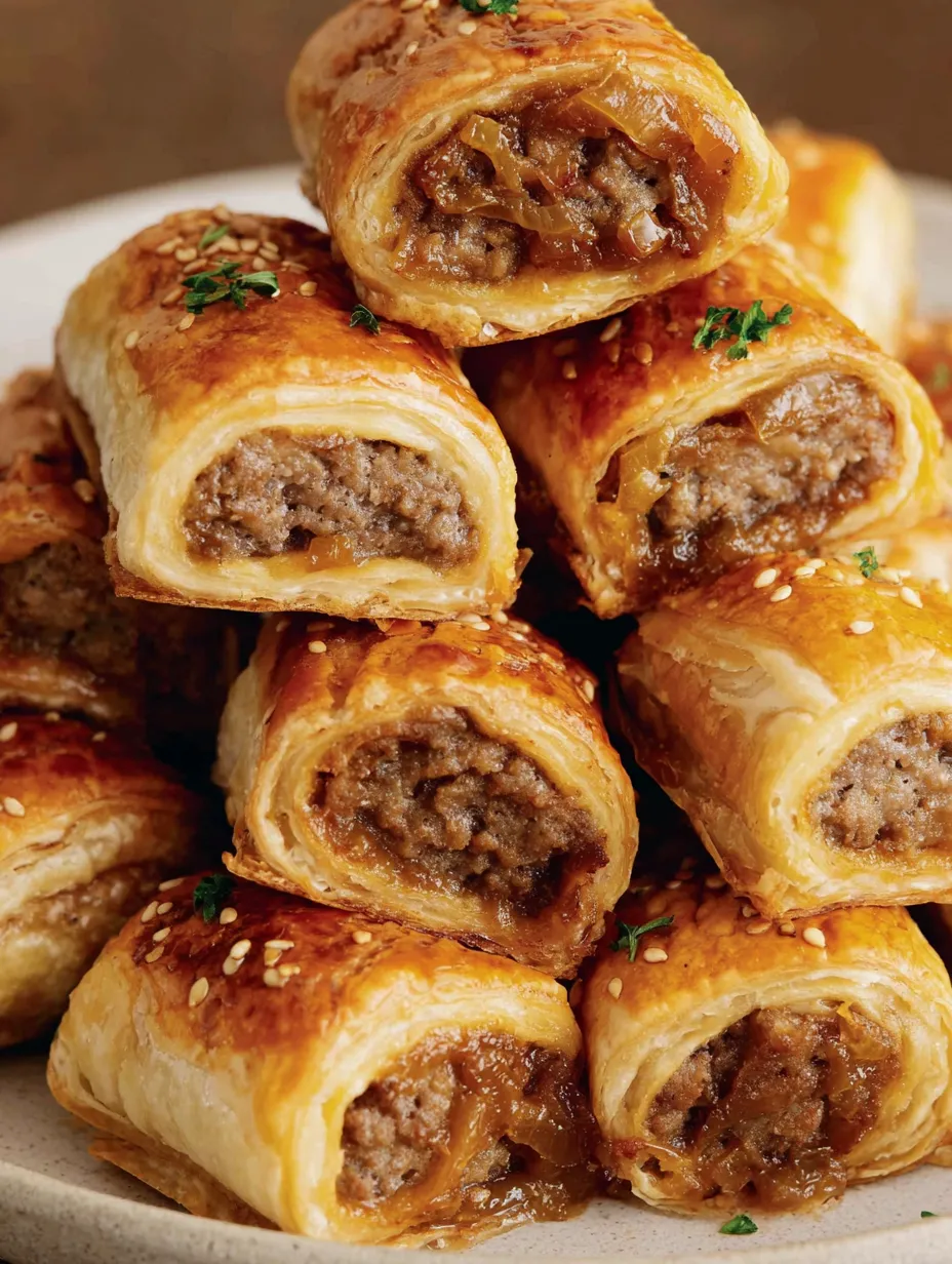 French onion sausage rolls