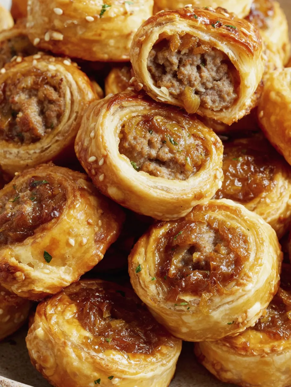 French onion sausage rolls