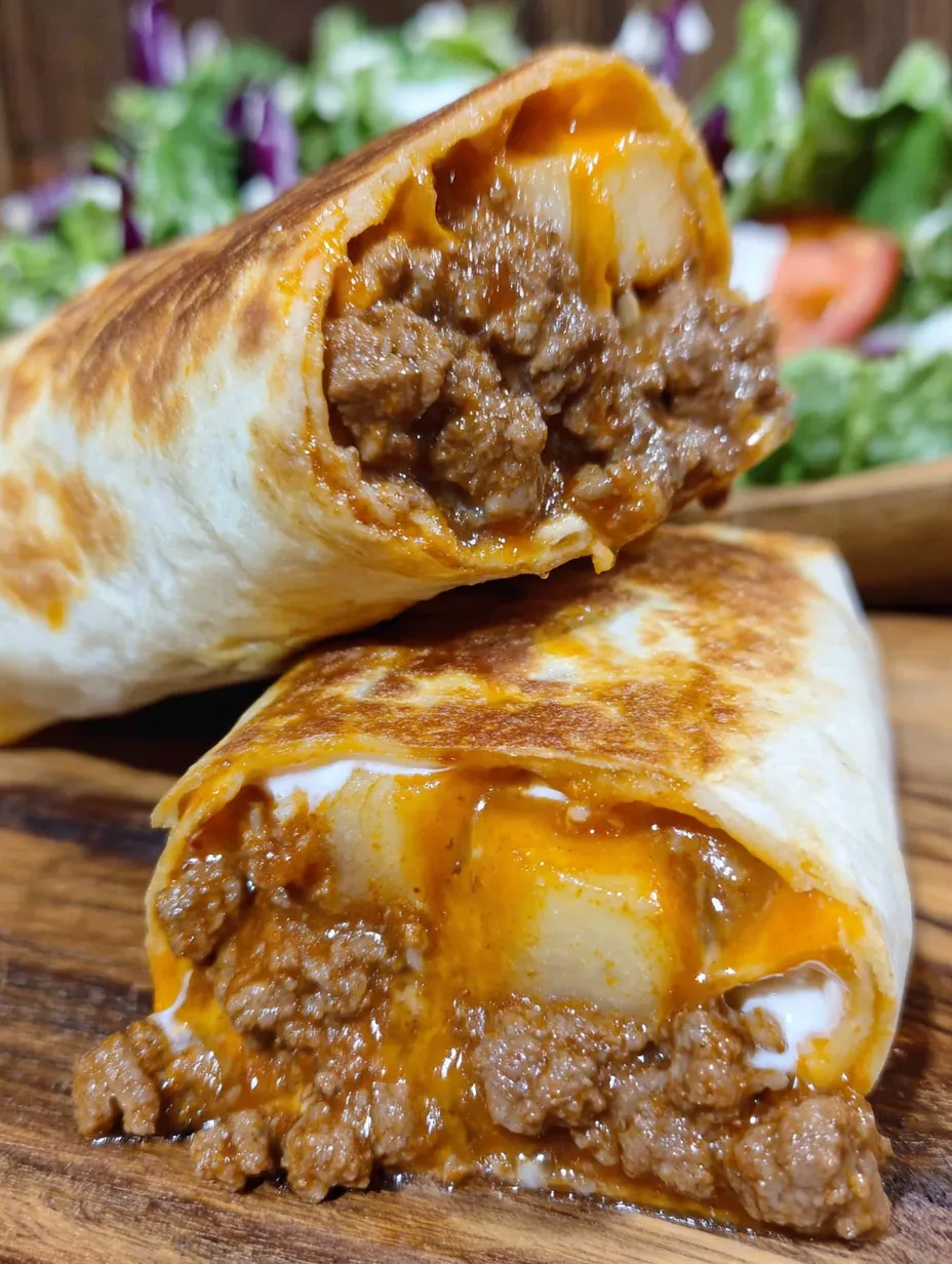 Cheesy Beef and Potato Burritos