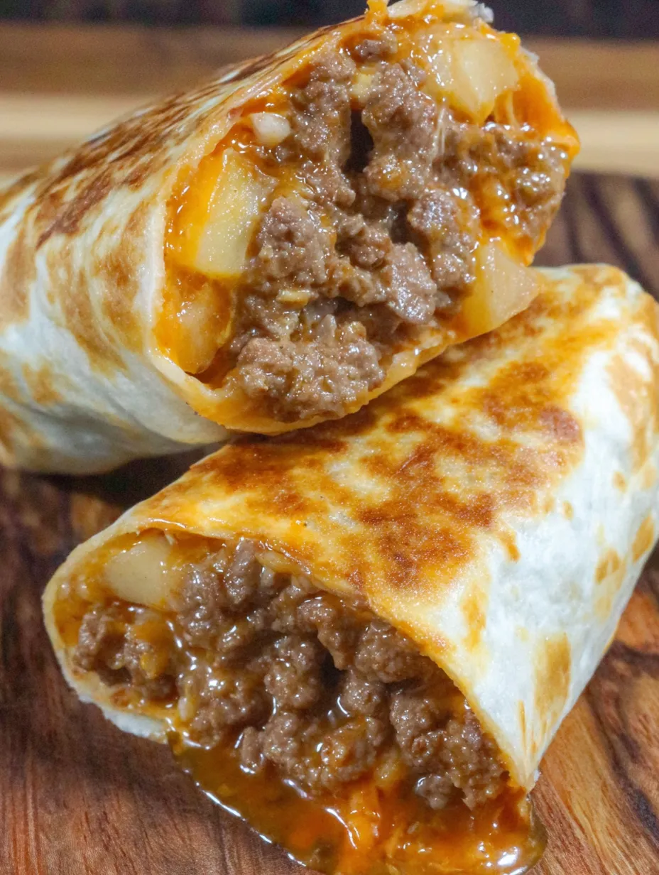 Cheesy Beef and Potato Burritos