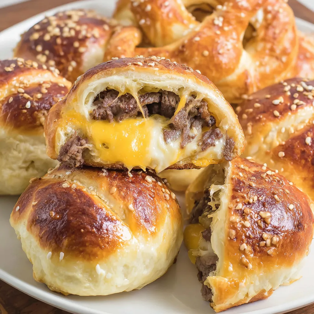 Steak and Cheese Stuffed Pretzels