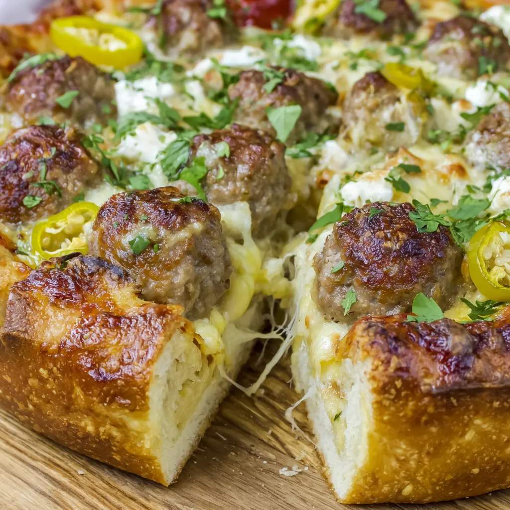 Deep Dish Meatball Pizza
