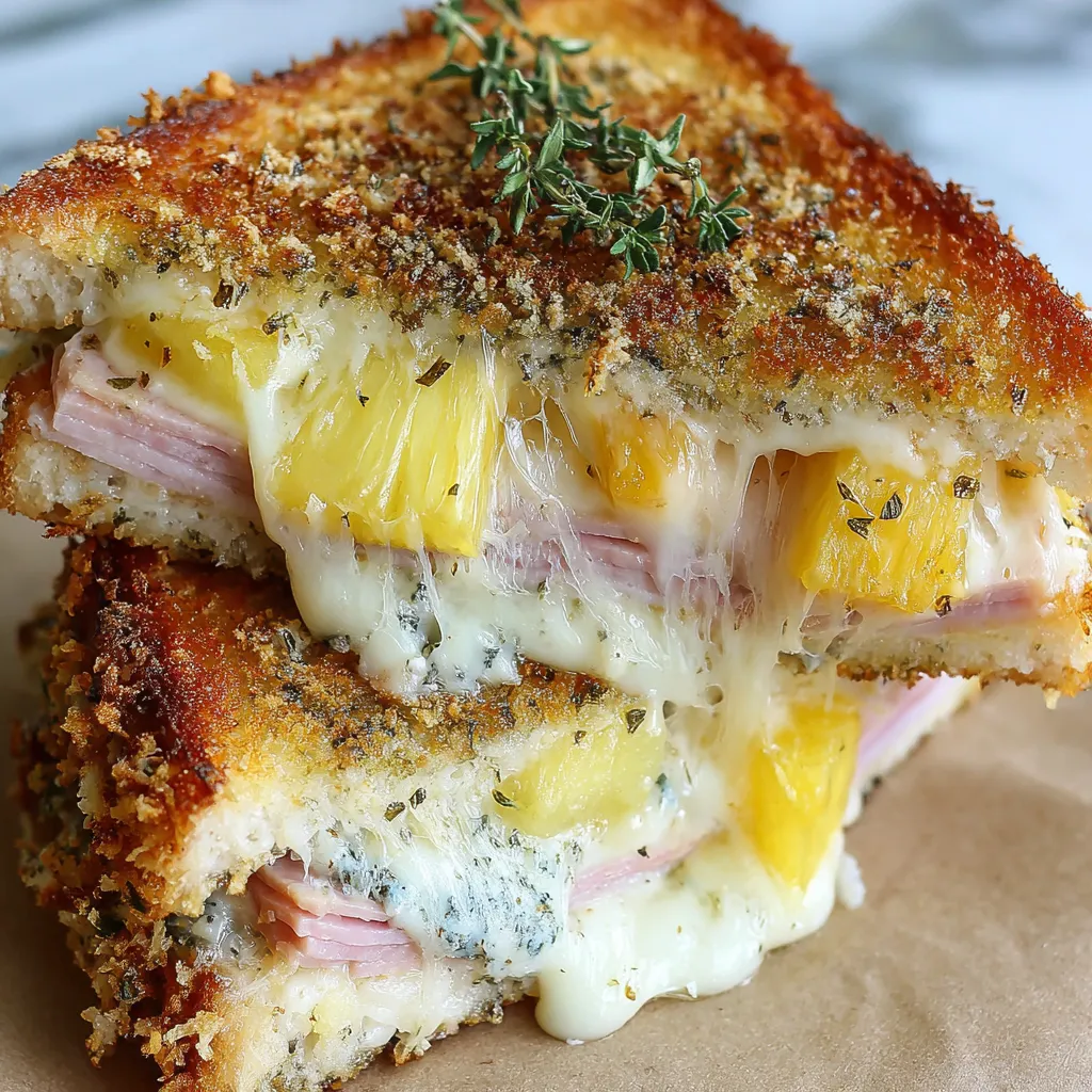 Cheese Crusted Hawaiian Grilled Cheese