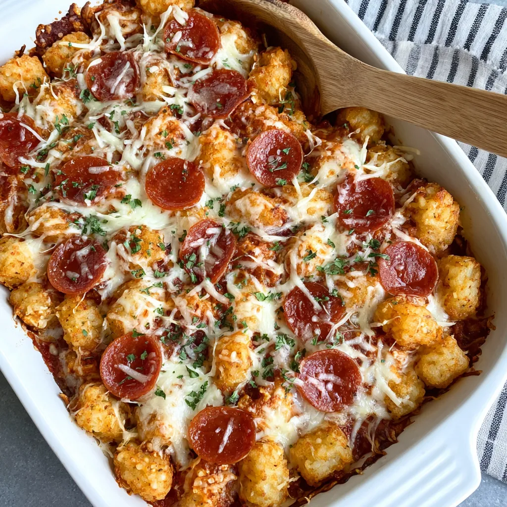 Pepperoni Pizza Tater Tot Casserole