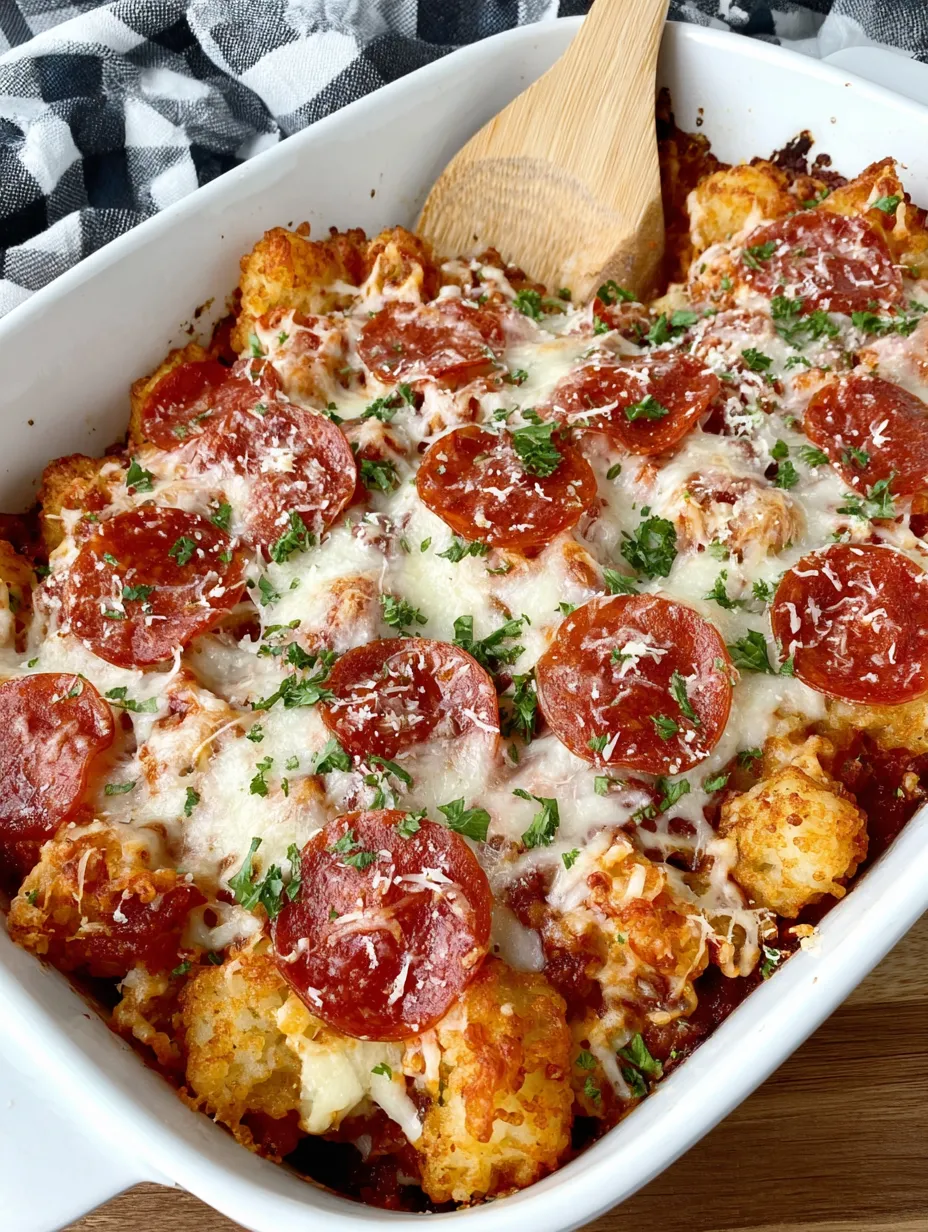 Pepperoni Pizza Tater Tot Casserole