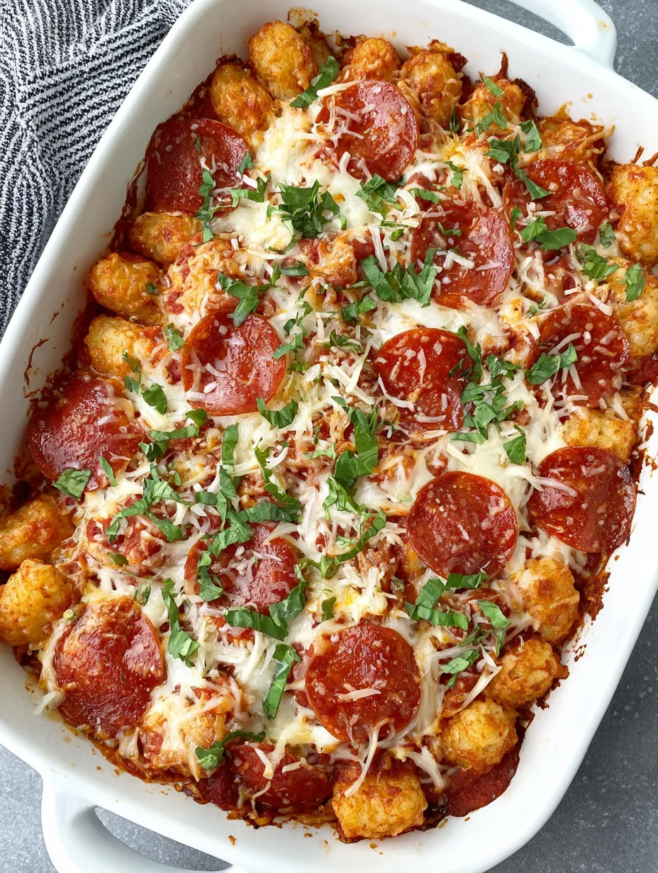 Pepperoni Pizza Tater Tot Casserole