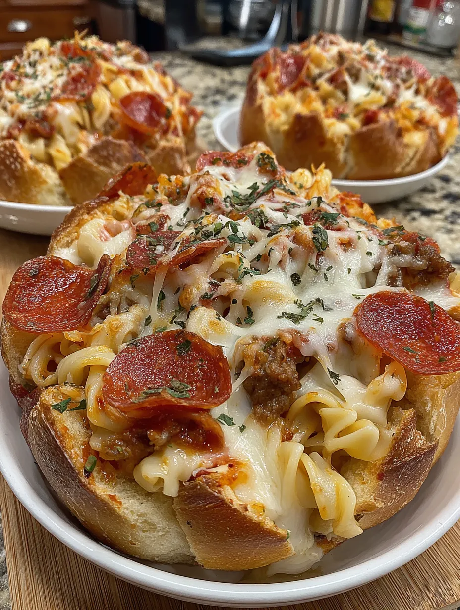Garlic Butter Pizza Pasta Bowls