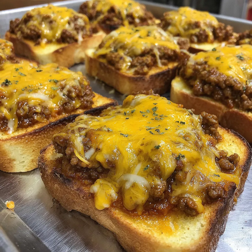 Cheesy Sloppy Joe Garlic Toast