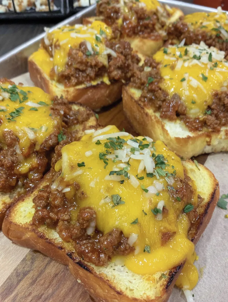 Cheesy Sloppy Joe Garlic Toast
