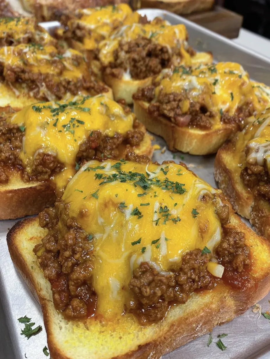 Cheesy Sloppy Joe Garlic Toast