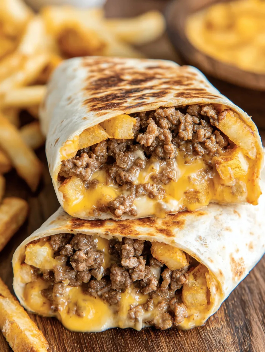 Beefy Cheesy Fries Burrito Ultimate Loaded Flavor Wrap