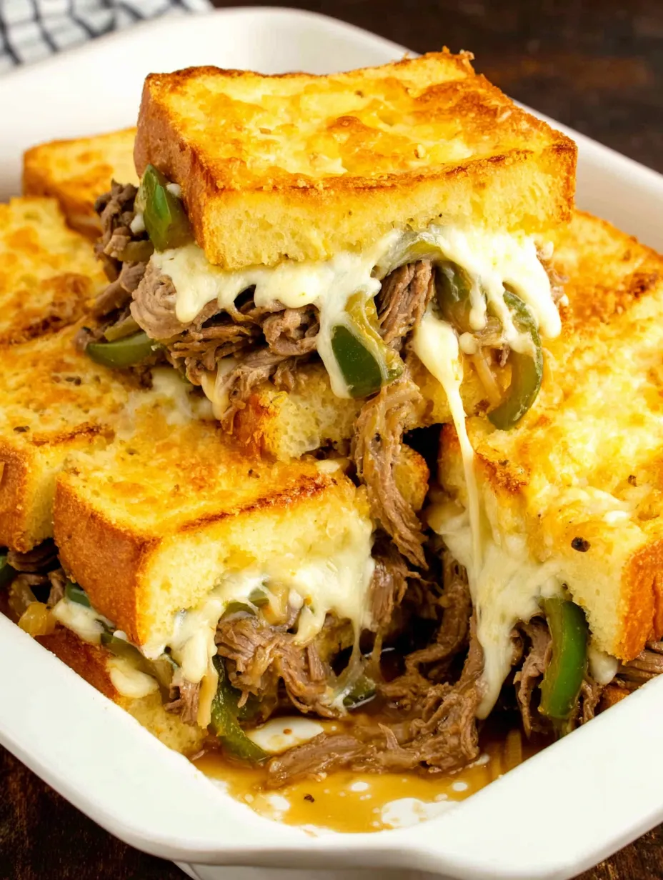 Philly Cheese Steak Grilled Cheese Casserole