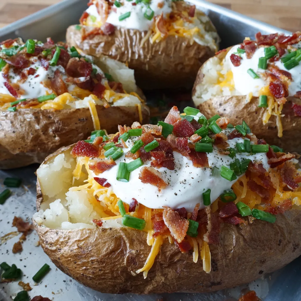 Loaded Baked Potatoes with Bacon and Cheddar