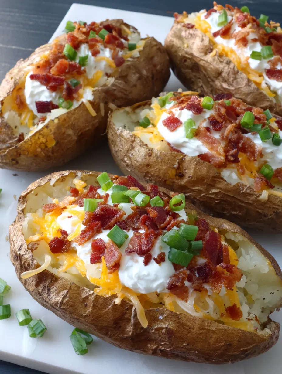 Loaded Baked Potatoes with Bacon and Cheddar
