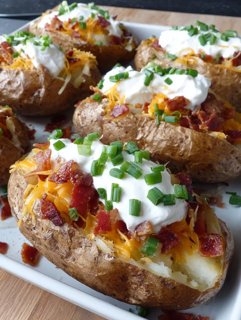 Loaded Baked Potatoes with Bacon and Cheddar