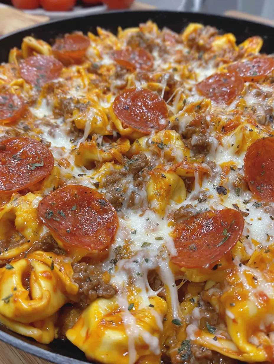 Cheesy Pizza Tortellini One Pan Dinner