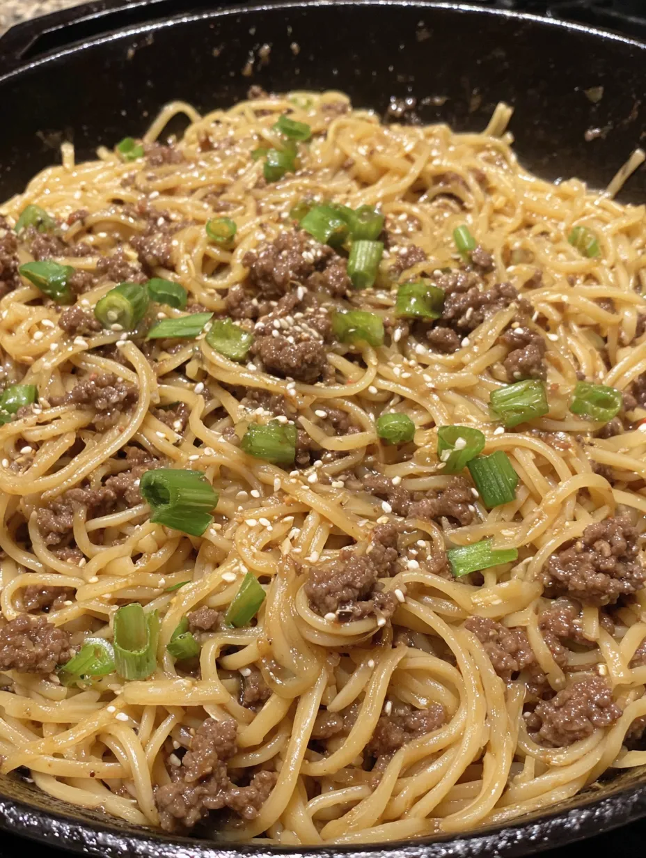 Mongolian Ground Beef and Noodles