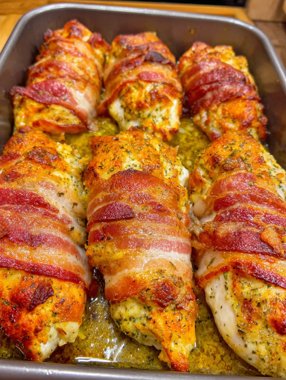 Bacon Wrapped Garlic Parmesan Chicken