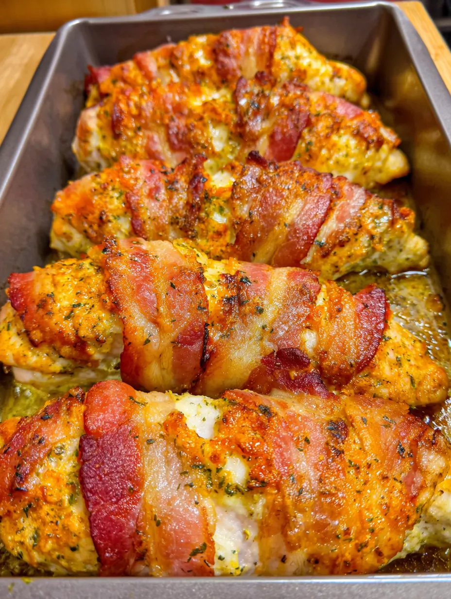 Bacon Wrapped Garlic Parmesan Chicken
