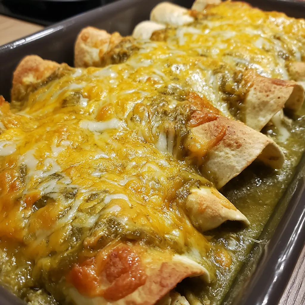 Green Chile, Chicken and Cheese Enchiladas