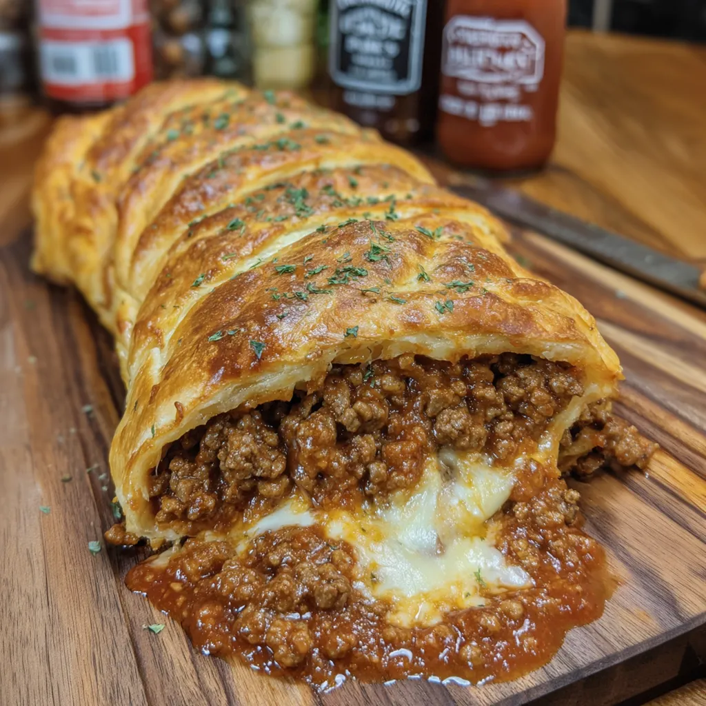 Cheesy Sloppy Joe Stromboli