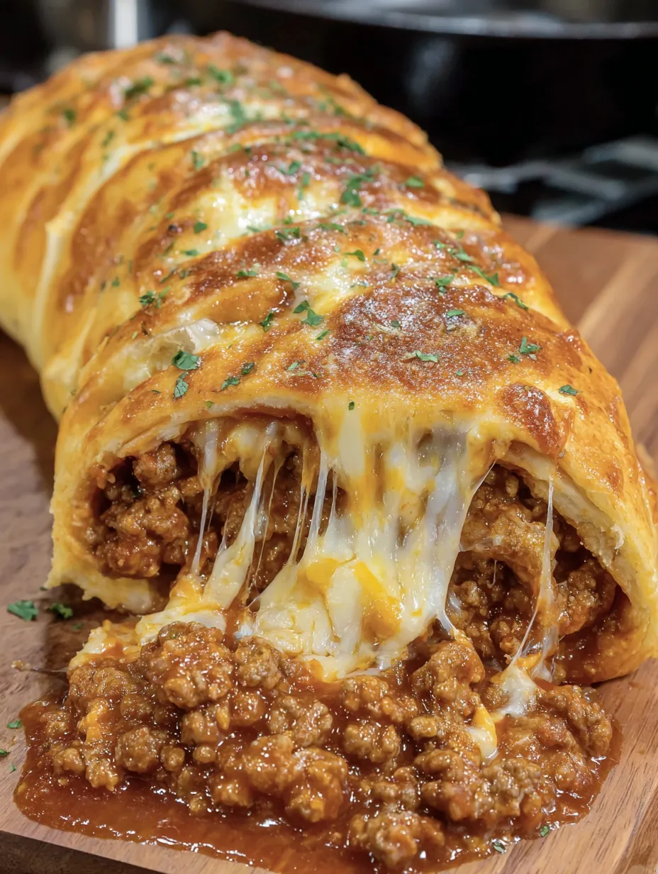 Cheesy Sloppy Joe Stromboli