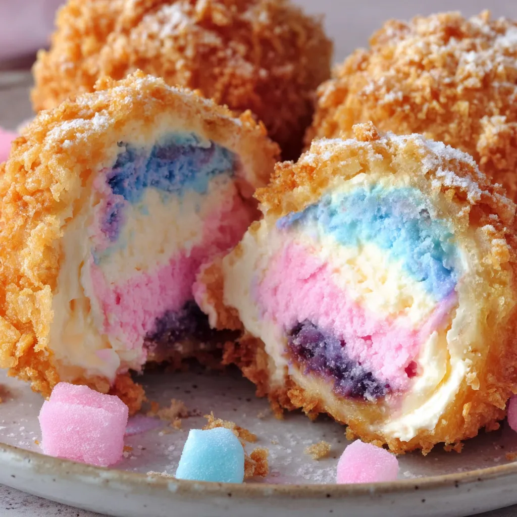 Crispy Cotton Candy Cheesecake Bombs