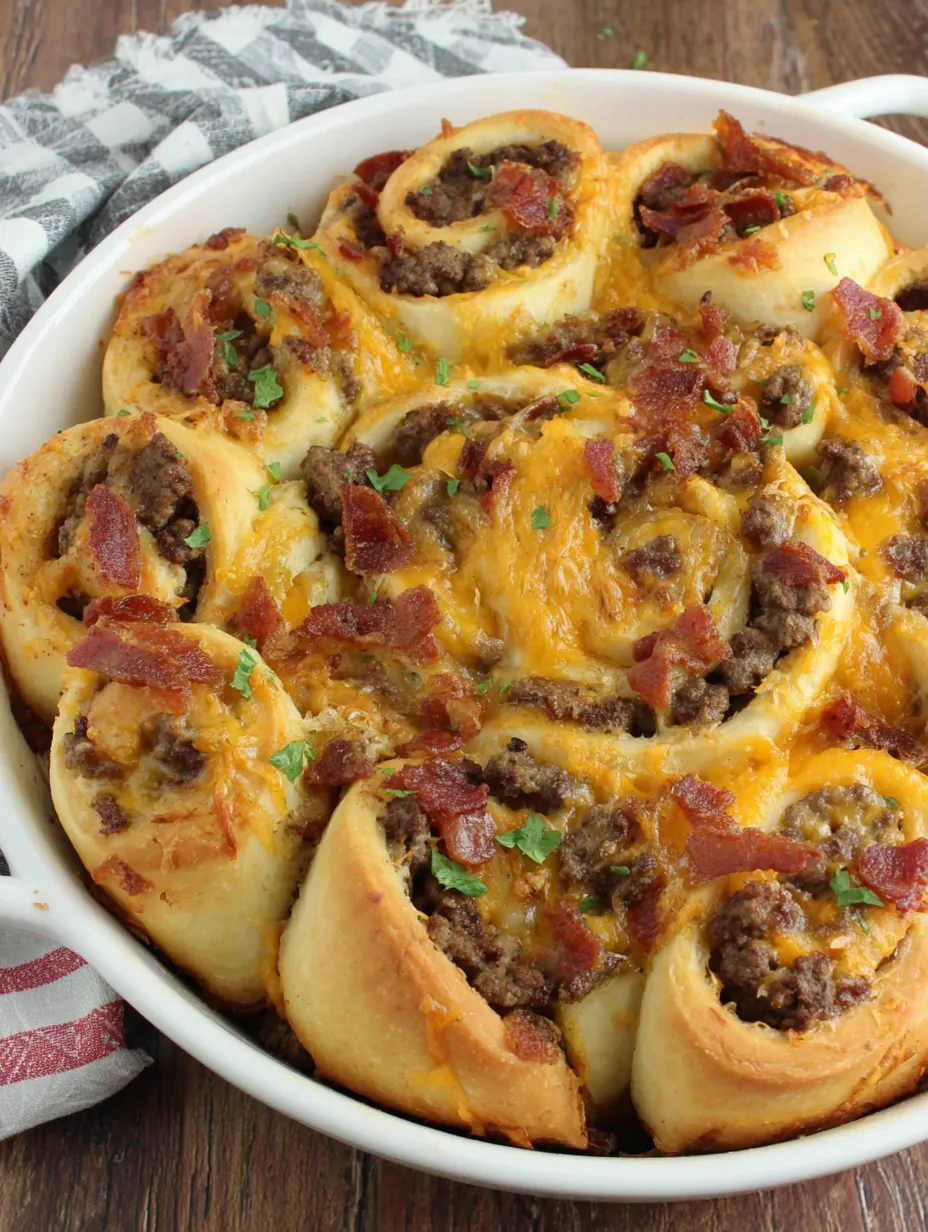 Bacon Cheeseburger Pizza Pinwheels