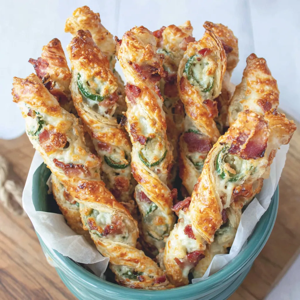 Cheesy Jalapeno Popper Puff Pastry Straws