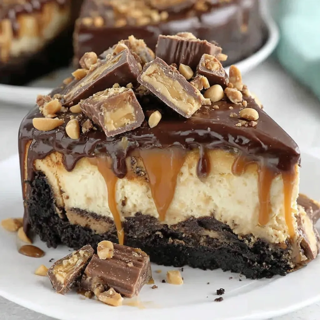 Peanut Butter Snickers Cheesecake