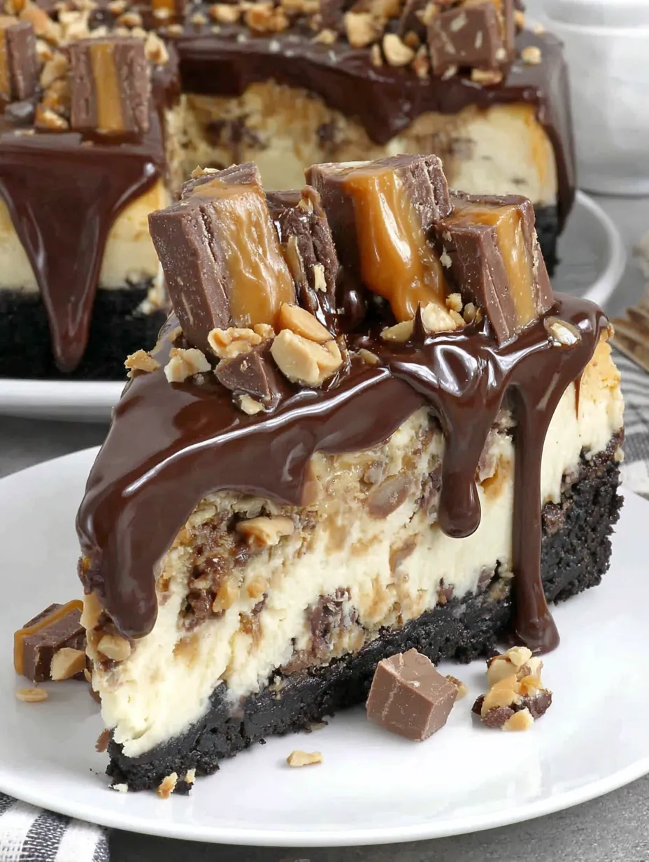 Peanut Butter Snickers Cheesecake