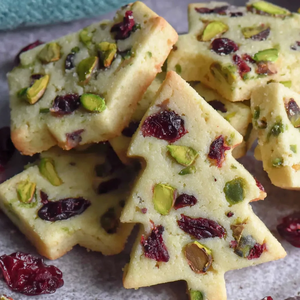 Cranberry Pistachio Christmas Shortbread Cookies