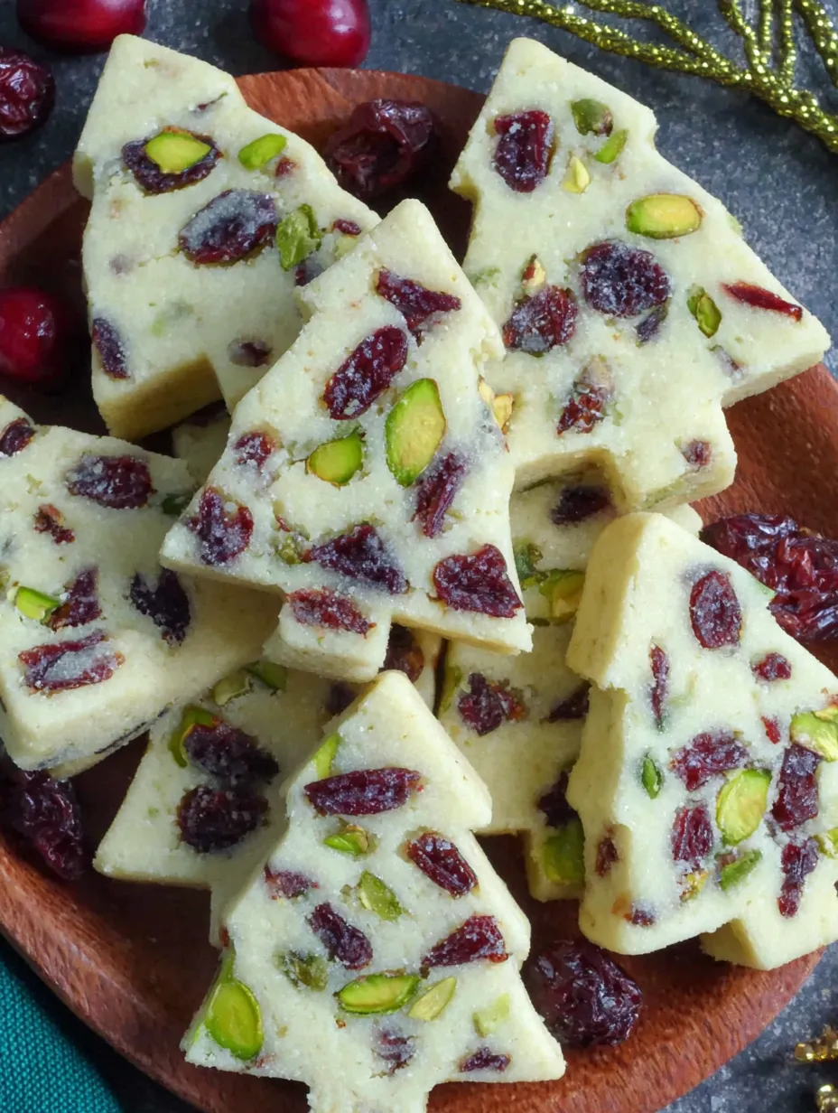 Cranberry Pistachio Christmas Shortbread Cookies