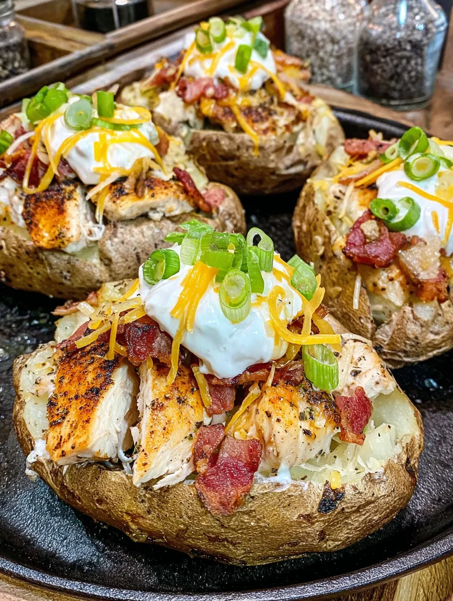 Chicken Bacon Ranch Baked Potatoes